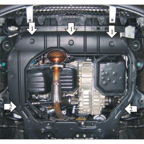 Защита Картера двигателя, КПП MOTODOR для Hyundai Verna 2006-2010 (II), Сталь 2 мм - Арт. 930