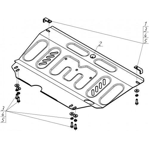 Защита Картера двигателя, КПП MOTODOR для Citroen C3 Picasso 2009-2014, Сталь 2 мм - Арт. 71603