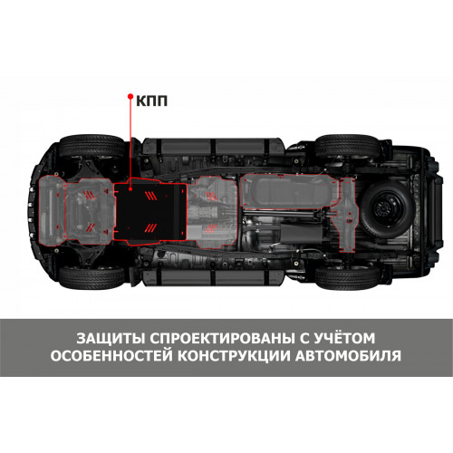 Защита КПП АвтоБроня для Ford Ranger 2011-2022 (T6), Сталь 45778 мм - Арт. 111.01831.1
